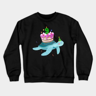 Turtle 9th Birthday 9 Years Old Turtles Reptiles Testudines Crewneck Sweatshirt